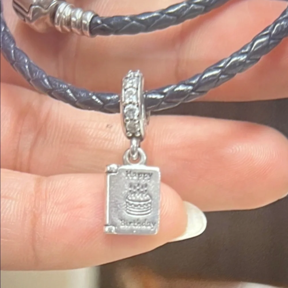 Pandora Blue Leather Bracelet with Silver Charm - Picture 2 of 13